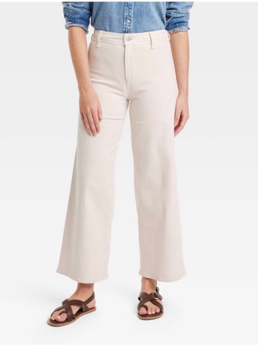 Universal Thread High-Rise Wide Leg Crop Pants White Size 8